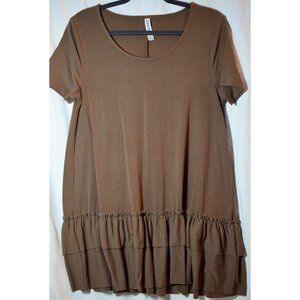 Zenana Premium Brown Ruffled Tunic - Women's Large